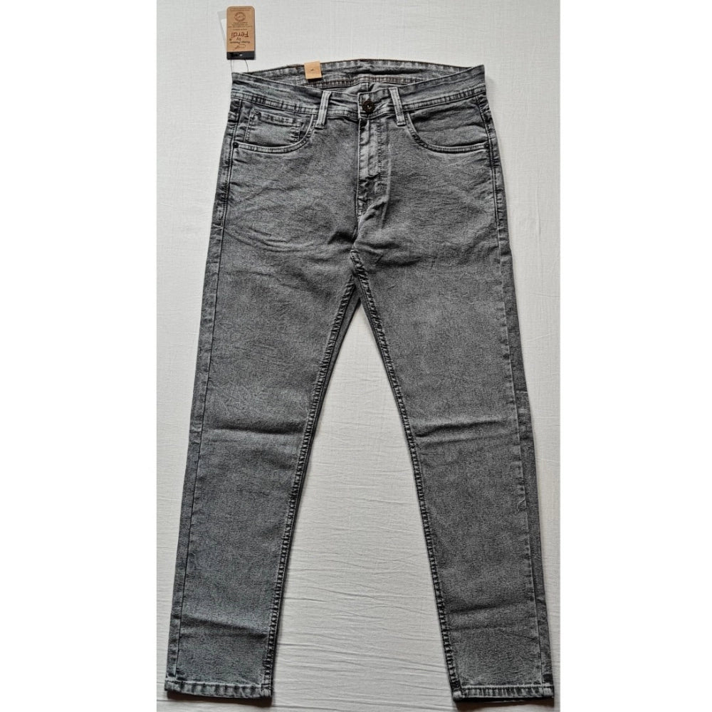 Men's Cotton Blended Solid Tapered Jeans