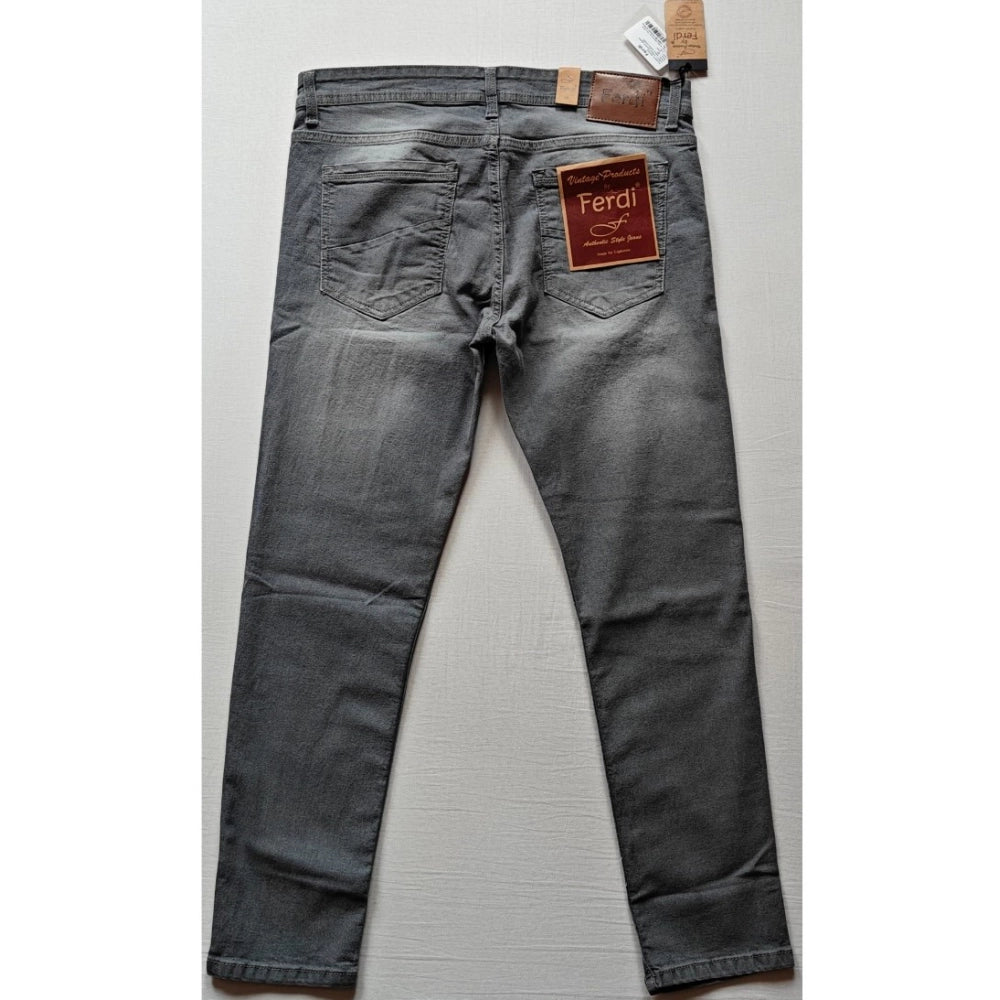 Men's Cotton Blended Solid Tapered Jeans
