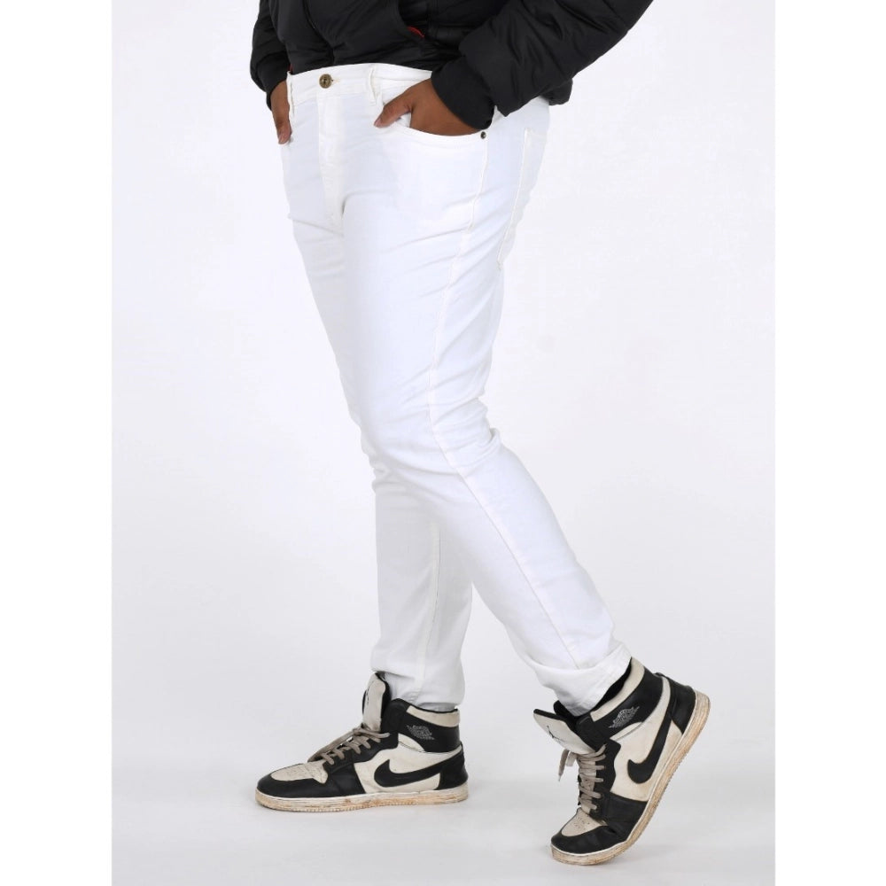 Men's Cotton Blended Solid Plus Size Jeans