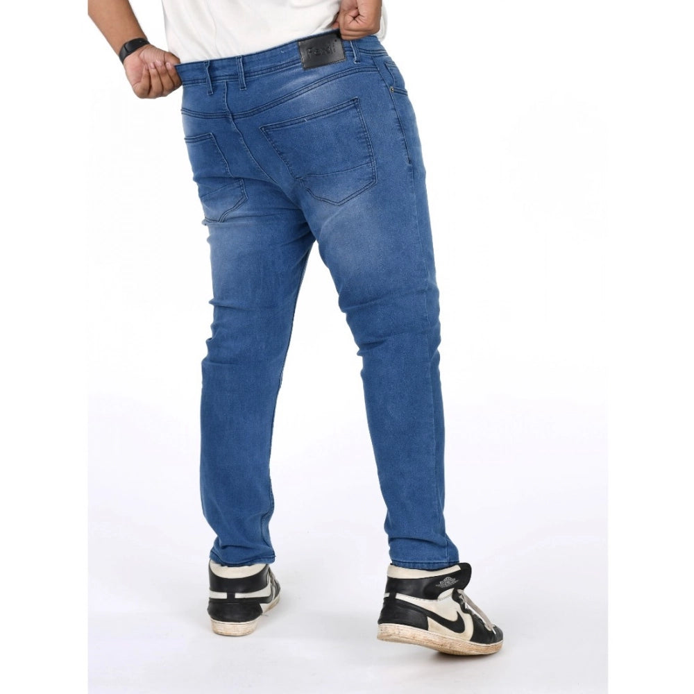Men's Cotton Blended Solid Plus Size Jeans