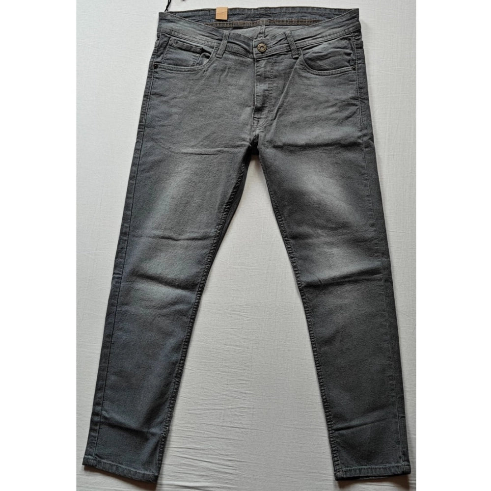Men's Cotton Blended Solid Tapered Jeans