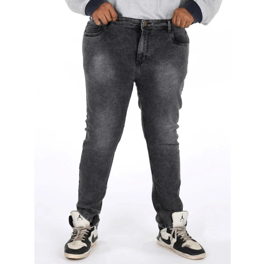 Men's Cotton Blended Solid Plus Size Jeans