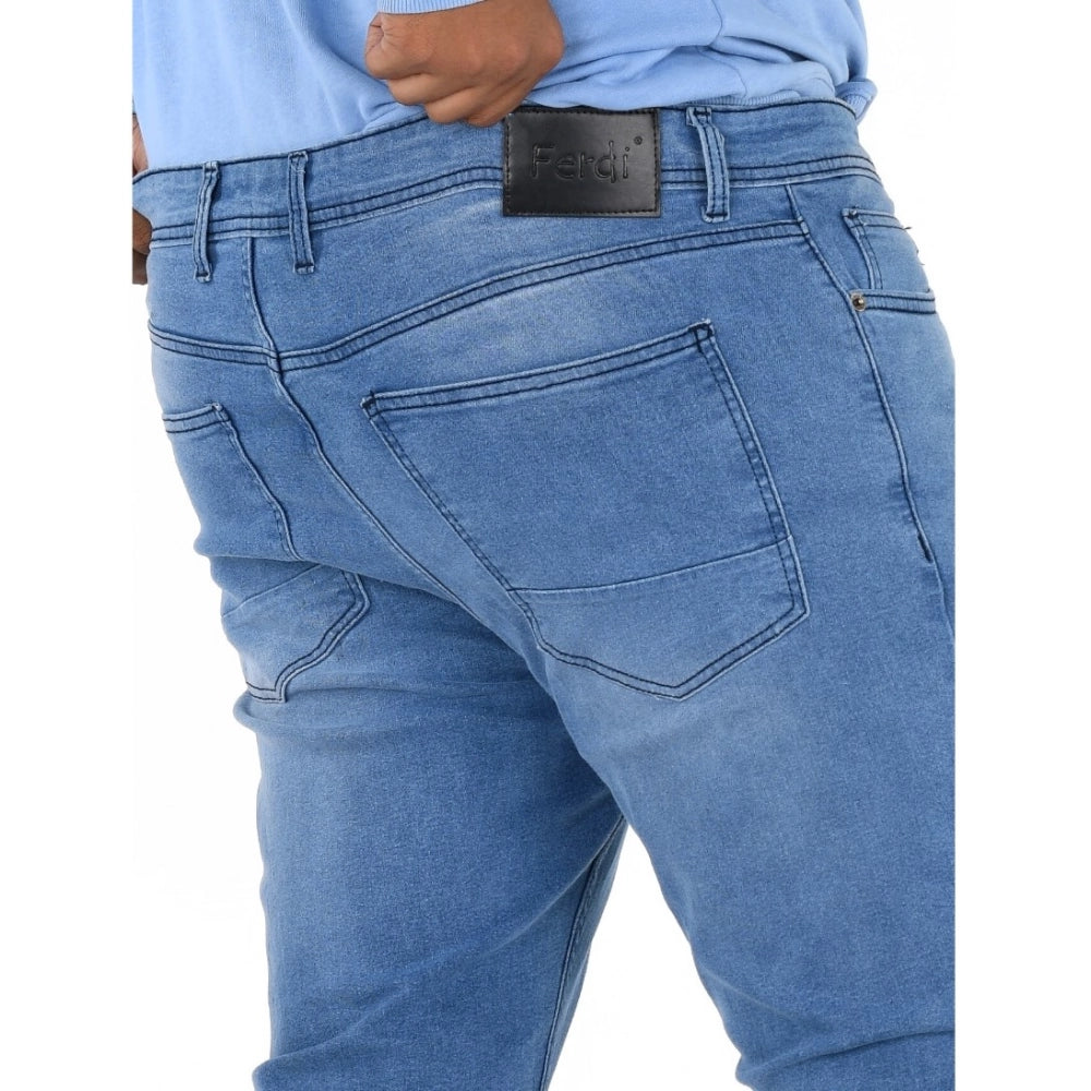 Men's Cotton Blended Solid Plus Size Jeans