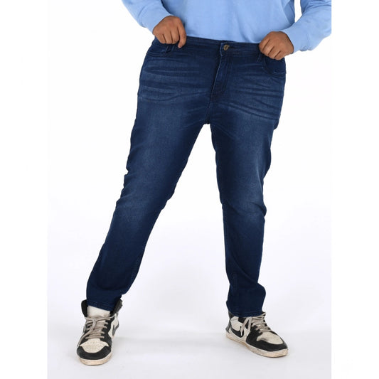 Men's Cotton Blended Solid Plus Size Jeans