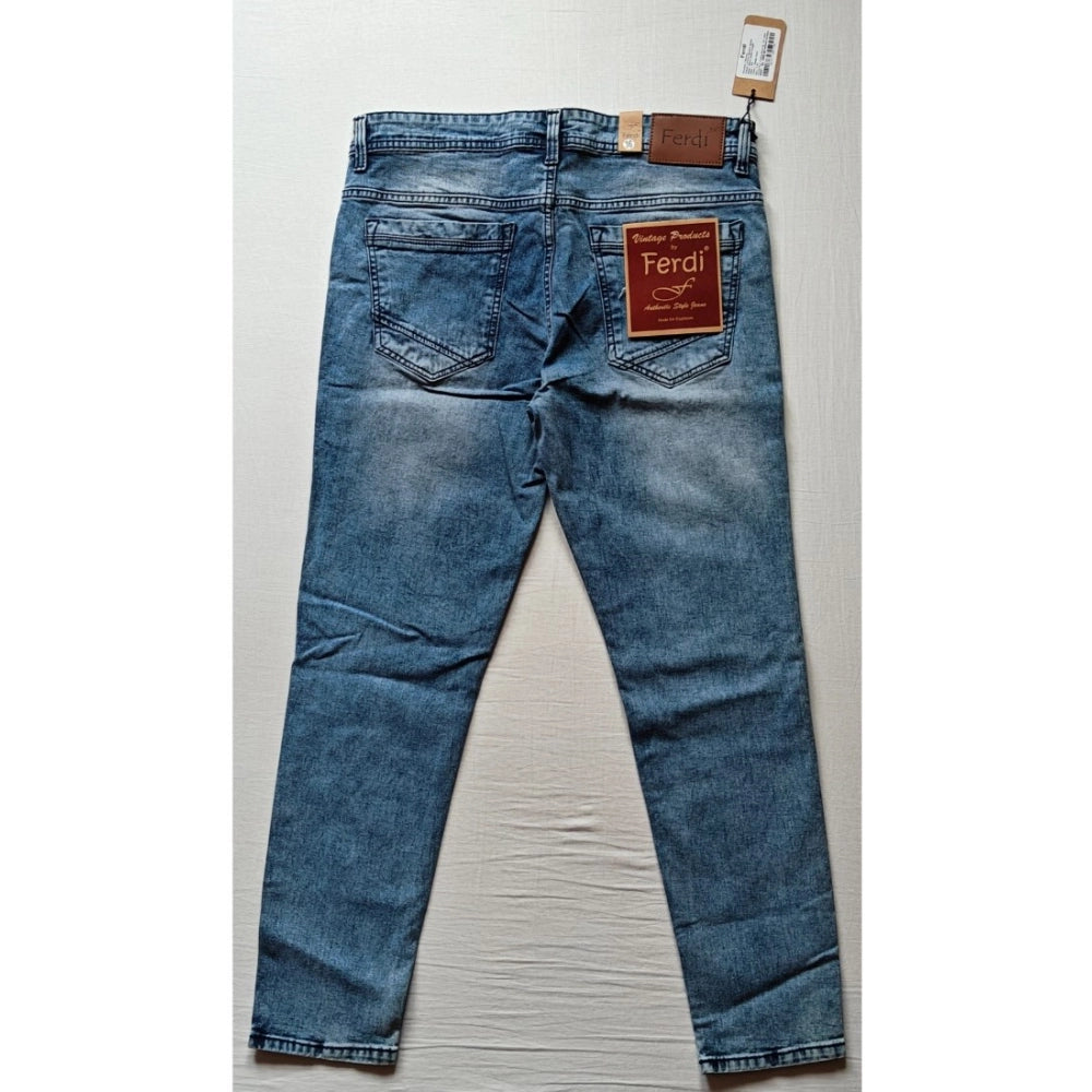 Men's Cotton Blended Solid Tapered Jeans