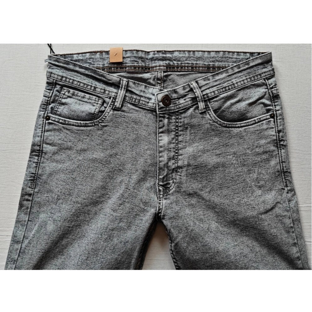 Men's Cotton Blended Solid Tapered Jeans