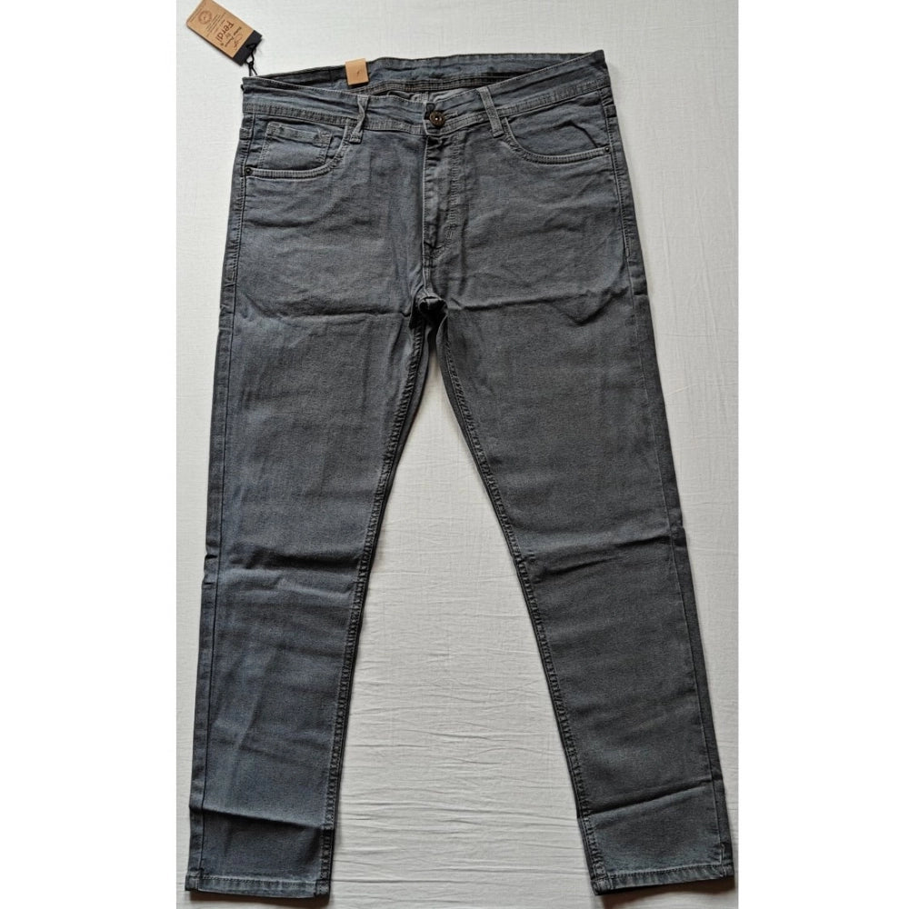 Men's Cotton Blended Solid Tapered Jeans