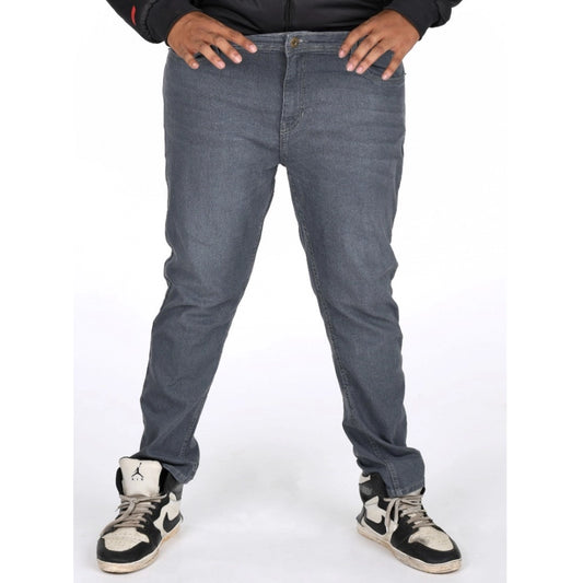 Men's Cotton Blended Solid Plus Size Jeans