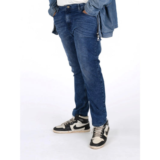 Men's Cotton Blended Solid Plus Size Jeans