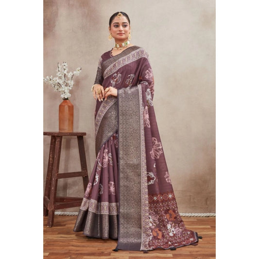 Dazzling Women's Crepe Silk Printed Saree With Blouse Piece