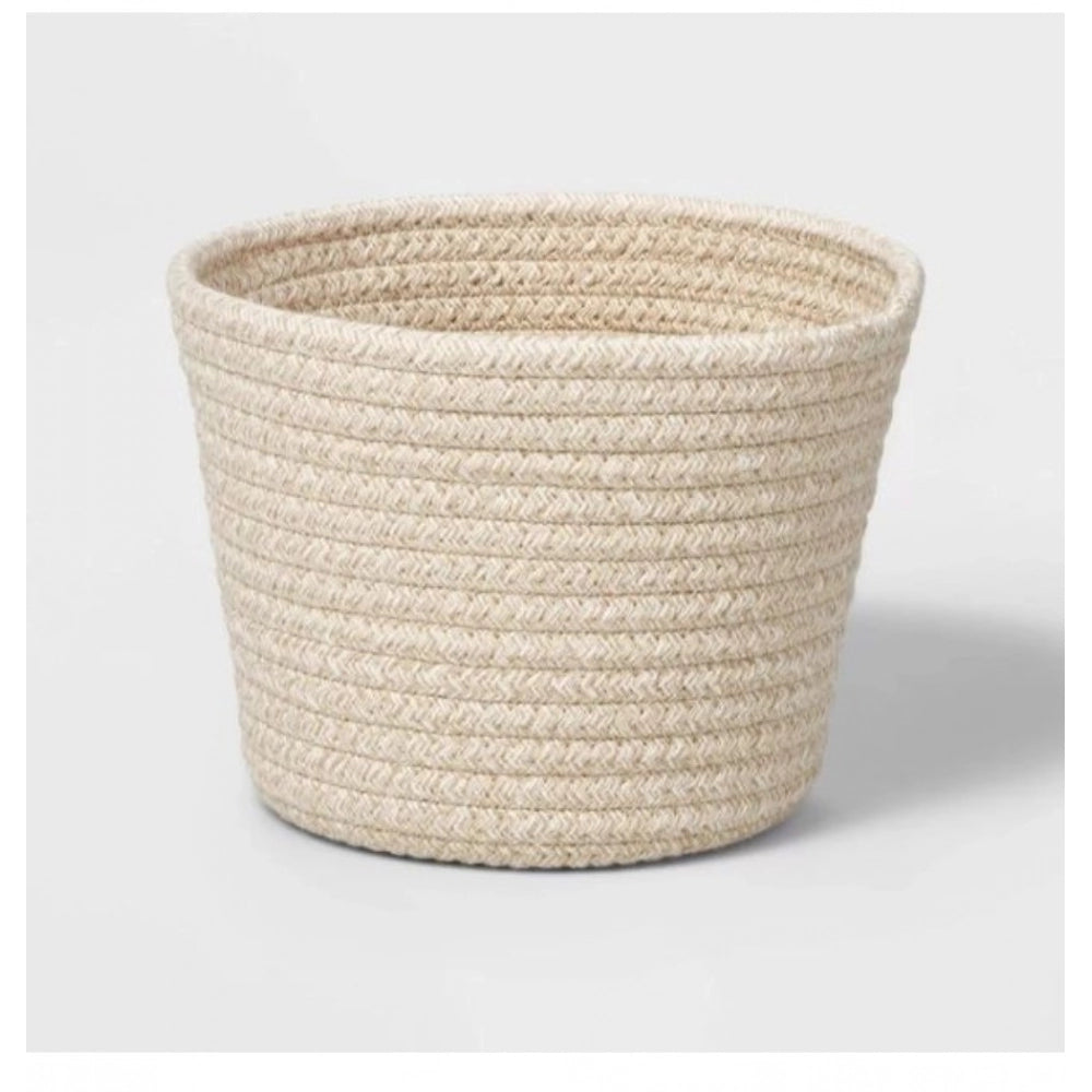 Funky Cotton White Pen Holder Pack of 1 Storage Basket For Clothes
