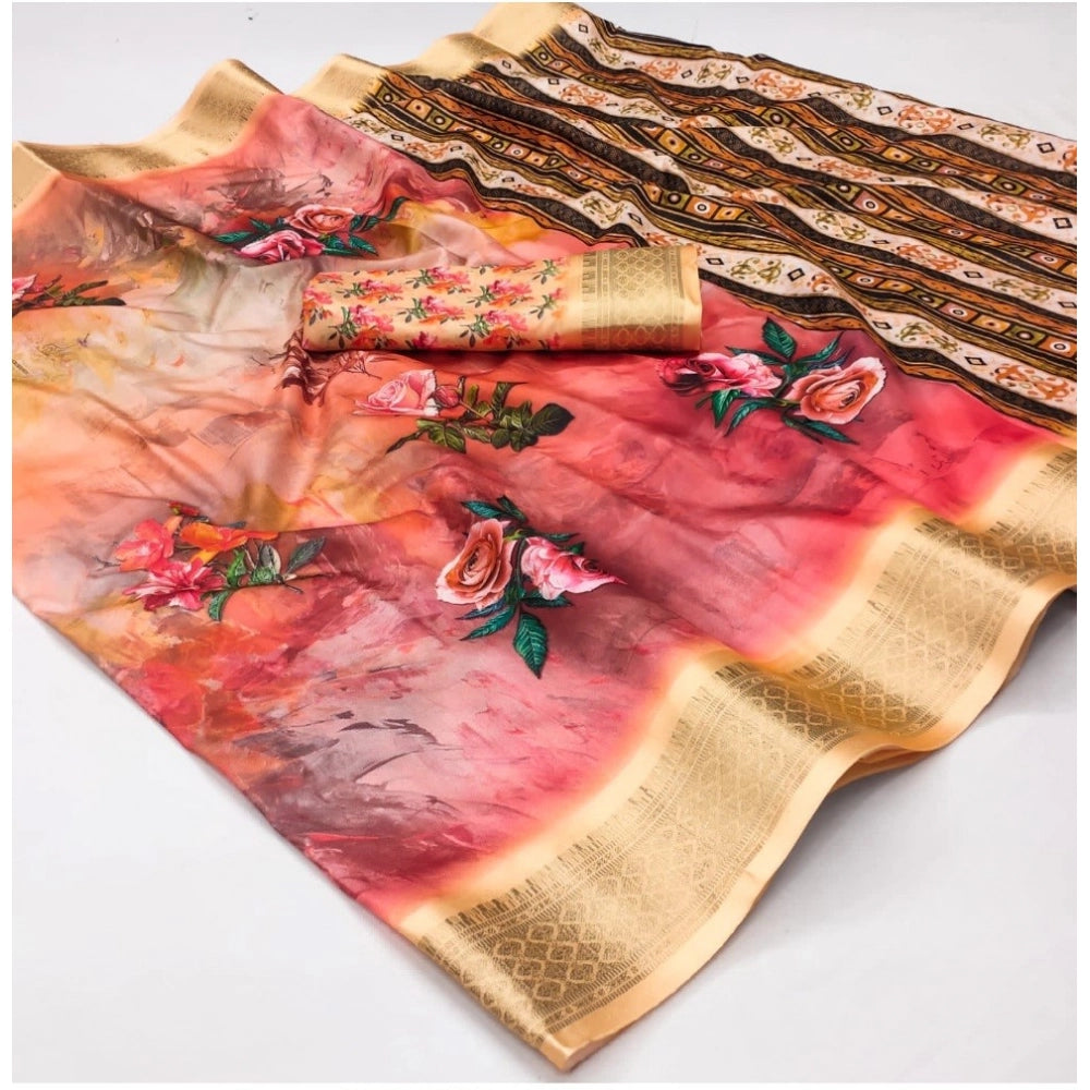 Glorious Women's Cotton Silk Printed Saree With Blouse Piece