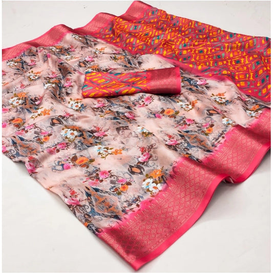Glorious Women's Cotton Silk Printed Saree With Blouse Piece