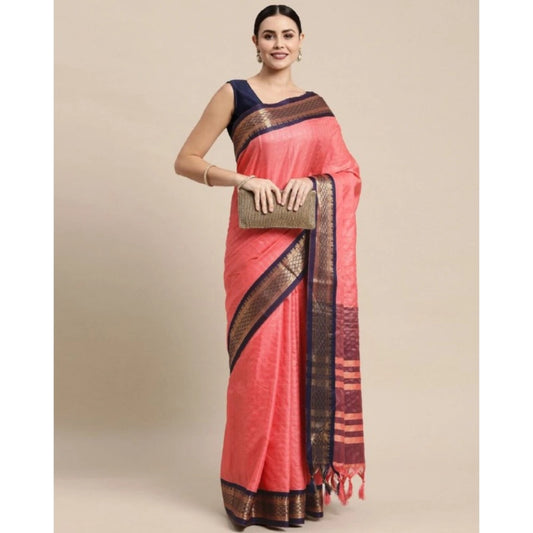 Superb Women's Cotton Silk Checkered Saree With Blouse Piece