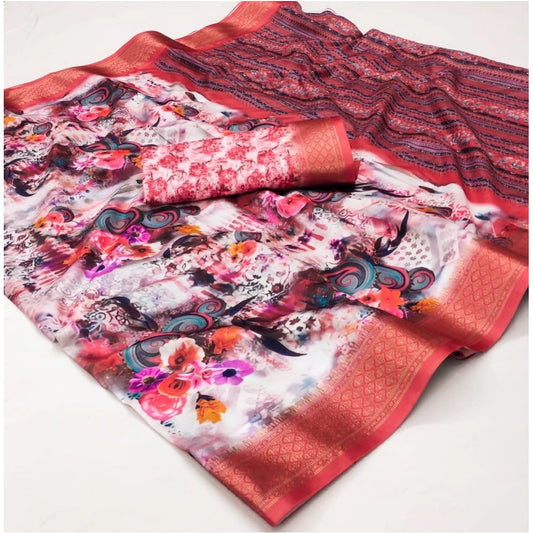 Glorious Women's Cotton Silk Printed Saree With Blouse Piece