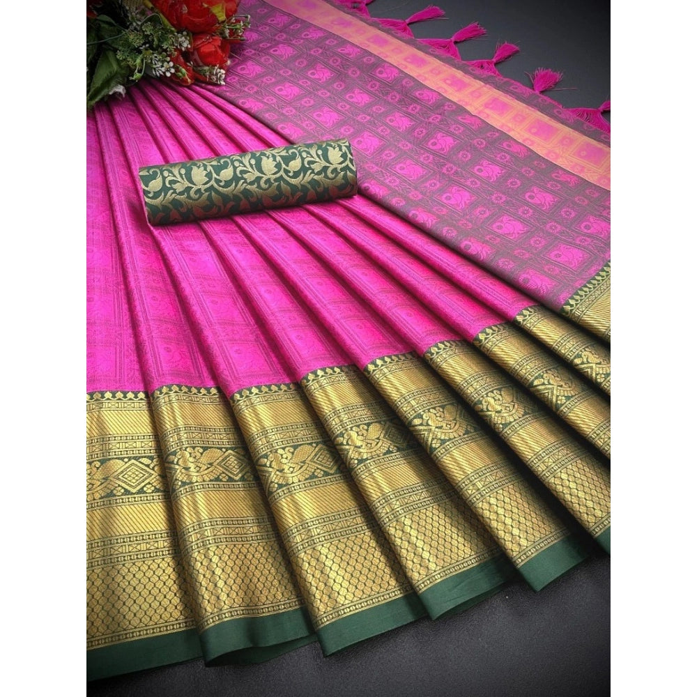 Fabulous Women's Cotton Silk Printed Saree With Blouse Piece