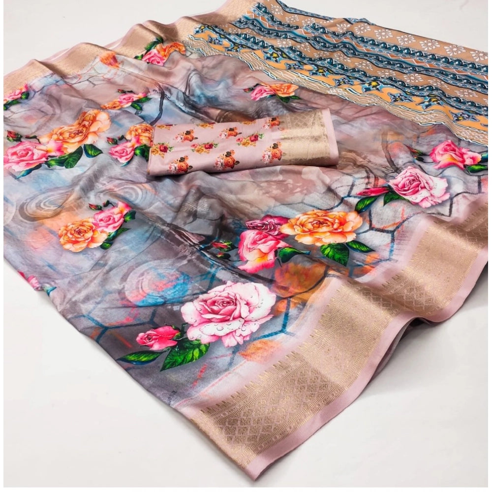 Glorious Women's Cotton Silk Printed Saree With Blouse Piece