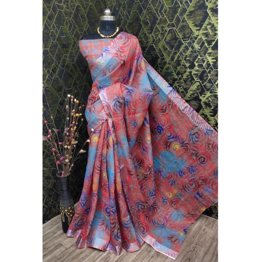 Snazzy Women's Cotton Linen Woven Design Saree With Blouse Piece