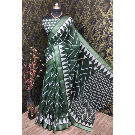 Snazzy Women's Cotton Linen Woven Design Saree With Blouse Piece