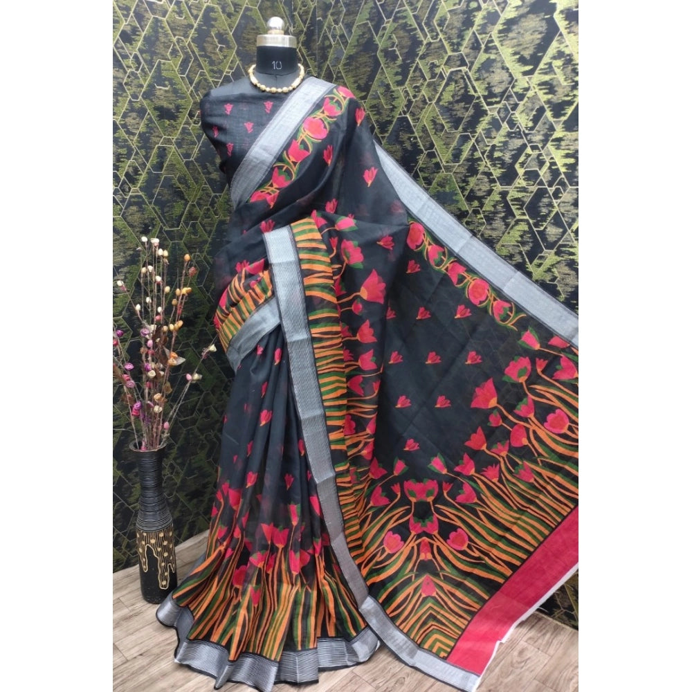 Modish Women's Cotton Linen Digital Print Saree With Blouse Piece