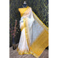Snazzy Women's Cotton Linen Woven Design Saree With Blouse Piece