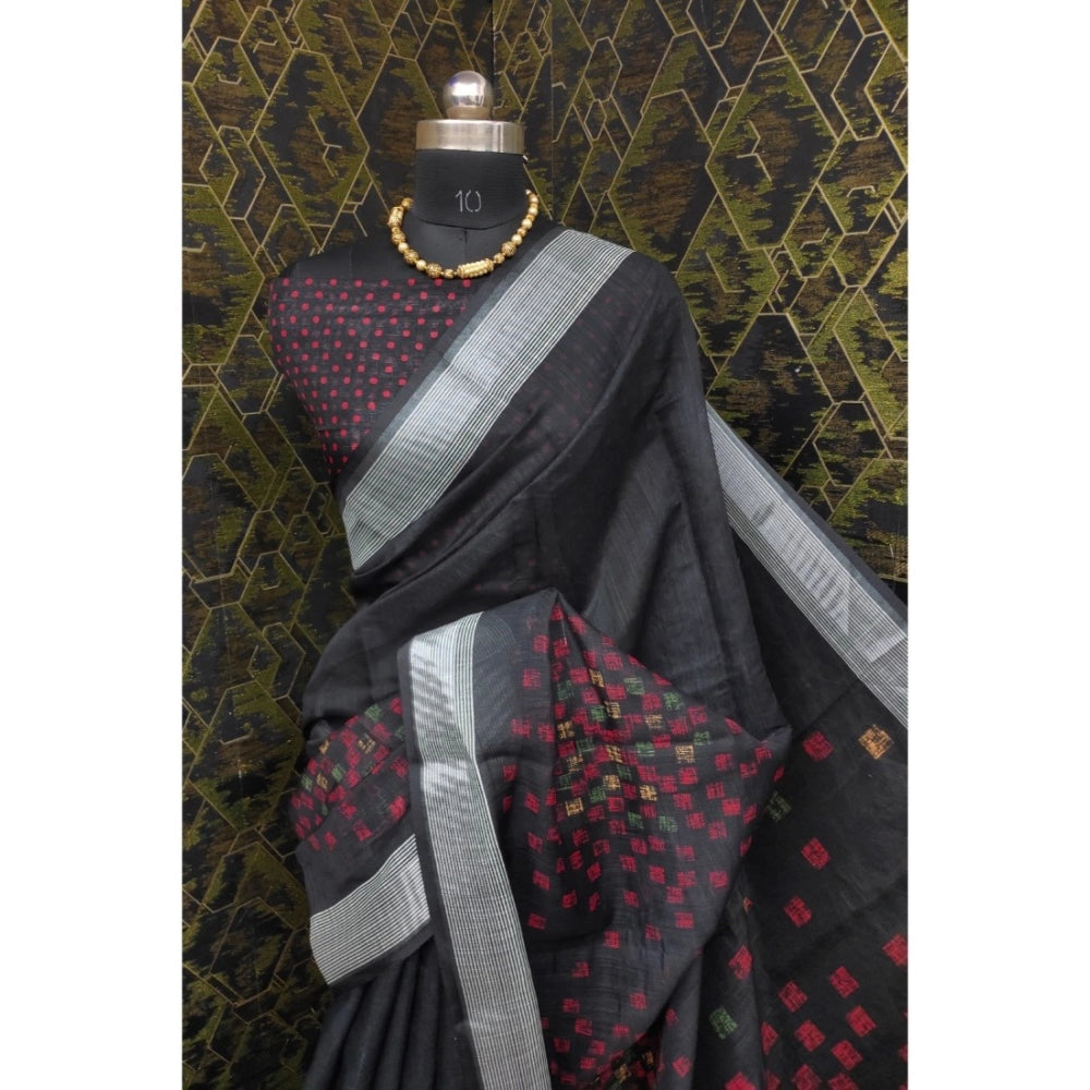 Modish Women's Cotton Linen Digital Print Saree With Blouse Piece