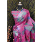 Snazzy Women's Cotton Linen Woven Design Saree With Blouse Piece