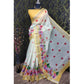 Glamorous Women's Cotton Linen Woven Design Saree With Blouse Piece