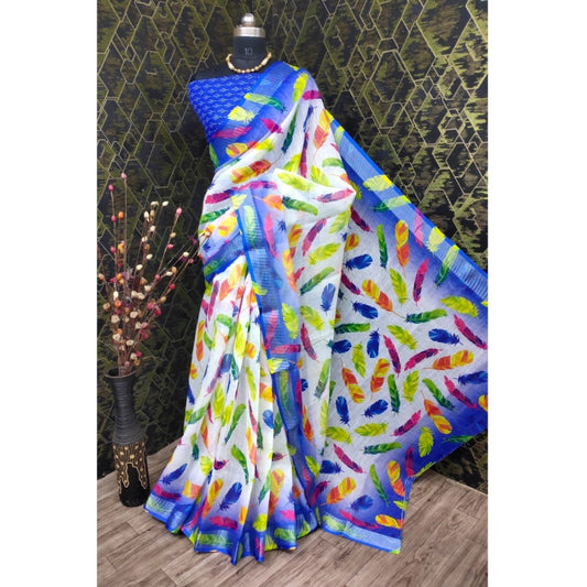 Glamorous Women's Cotton Linen Woven Design Saree With Blouse Piece