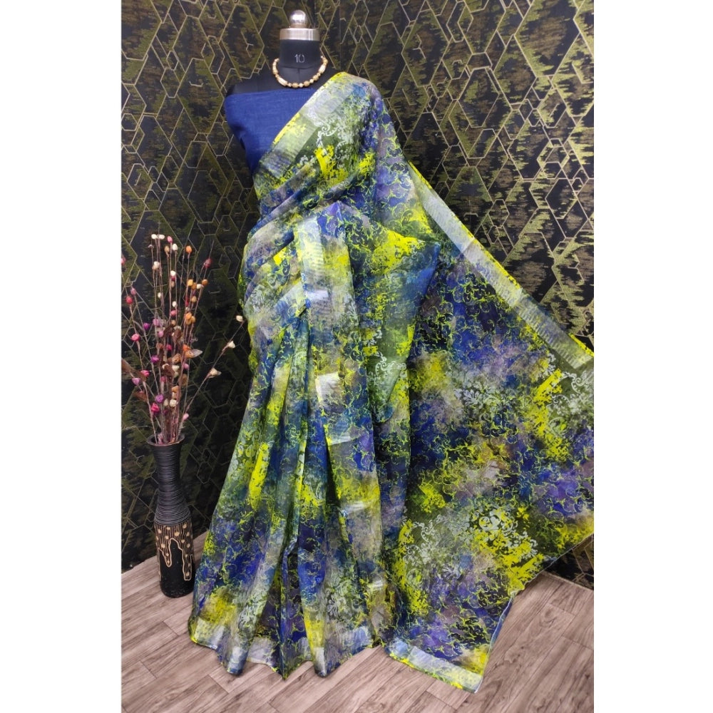 Snazzy Women's Cotton Linen Woven Design Saree With Blouse Piece