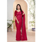 Attractive Women's Vichitra Silk Striped Saree With Blouse Piece