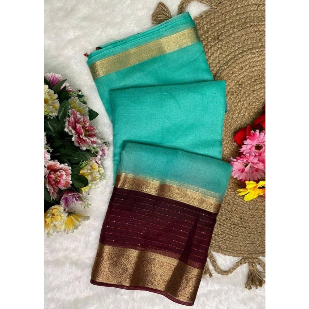 Attractive Women's Khadi Cotton Solid Saree With Blouse Piece