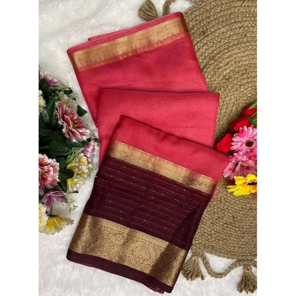 Attractive Women's Khadi Cotton Solid Saree With Blouse Piece