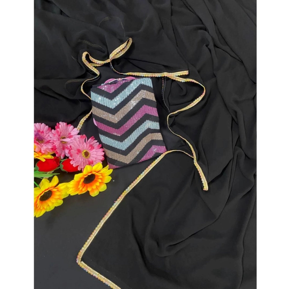 Designer Women's Fox Georgette Solid Saree With Blouse Piece