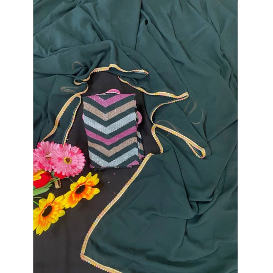 Designer Women's Fox Georgette Solid Saree With Blouse Piece