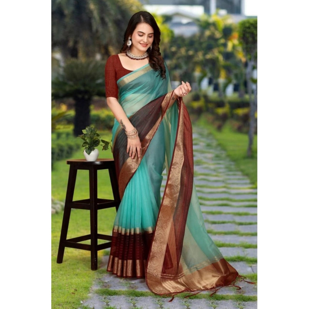 Attractive Women's Khadi Cotton Solid Saree With Blouse Piece