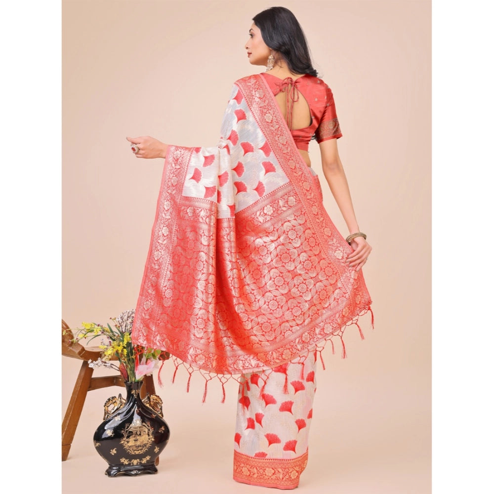 Adorable Women's Linen Cotton Printed Saree With Blouse Piece