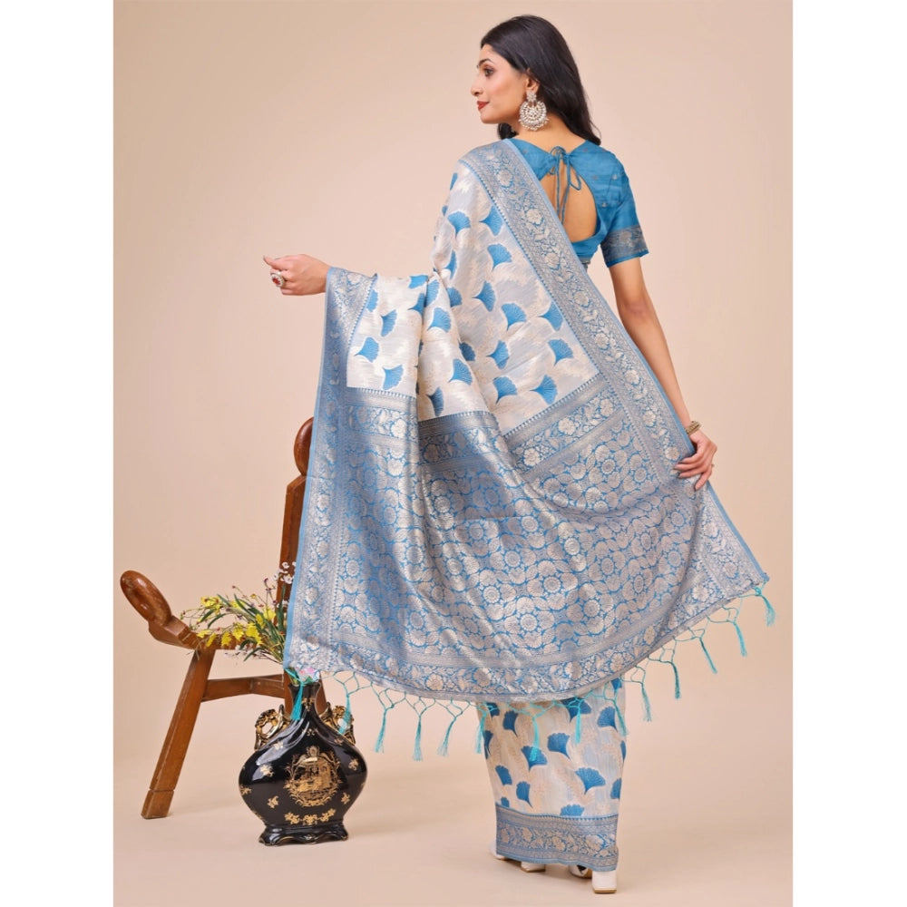 Adorable Women's Linen Cotton Printed Saree With Blouse Piece