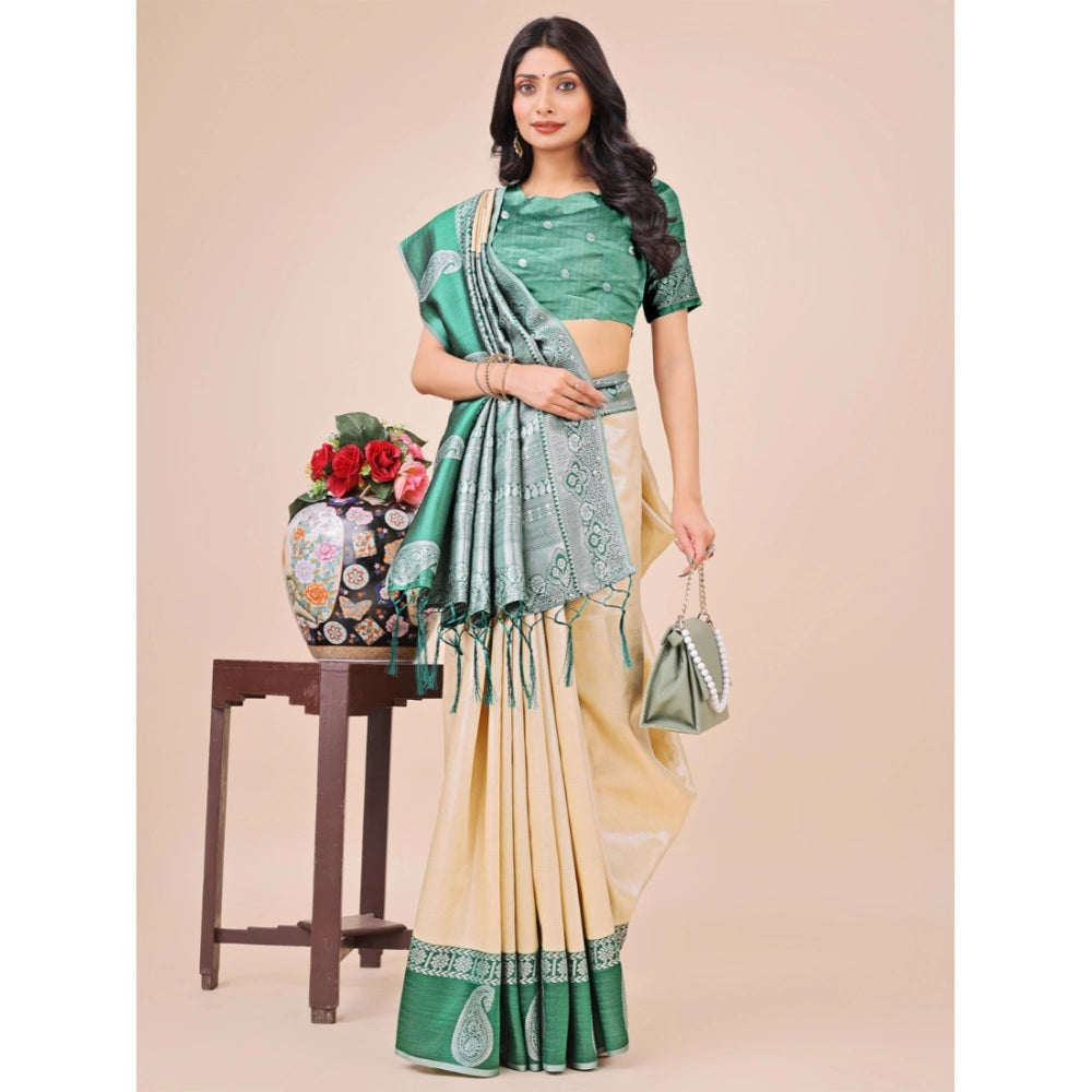 Adorable Women's Lichi Silk Printed Saree With Blouse Piece