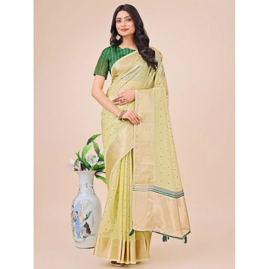 Beautiful Women's Organza Printed Saree With Blouse Piece