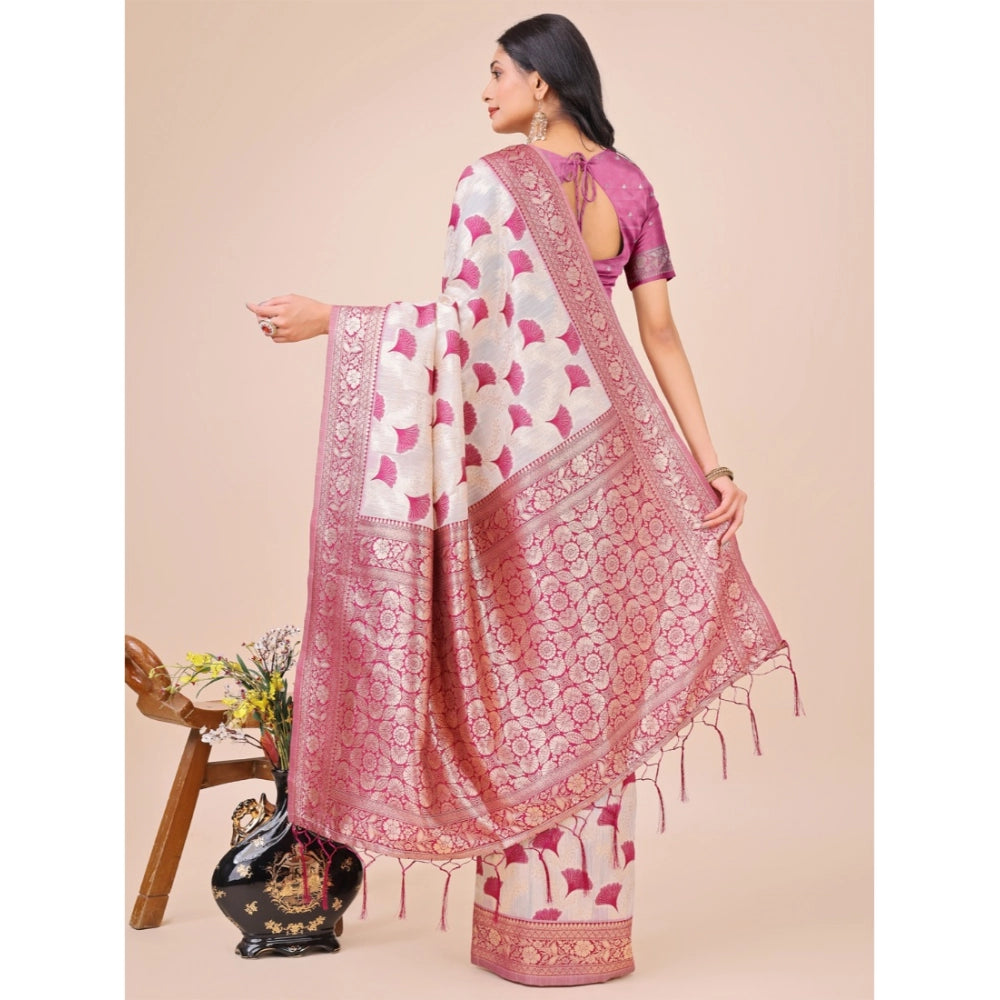Adorable Women's Linen Cotton Printed Saree With Blouse Piece