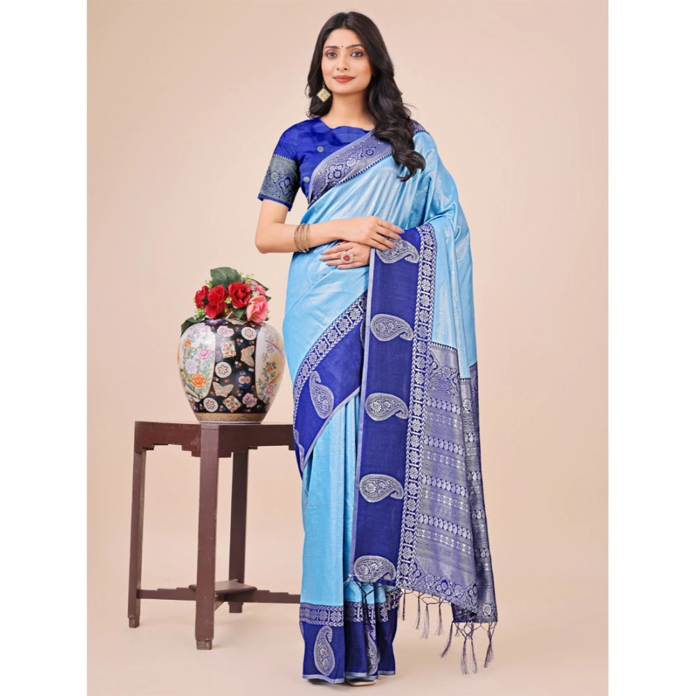 Adorable Women's Lichi Silk Printed Saree With Blouse Piece