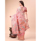 Partywear Women's Linen Cotton Printed Saree With Blouse Piece
