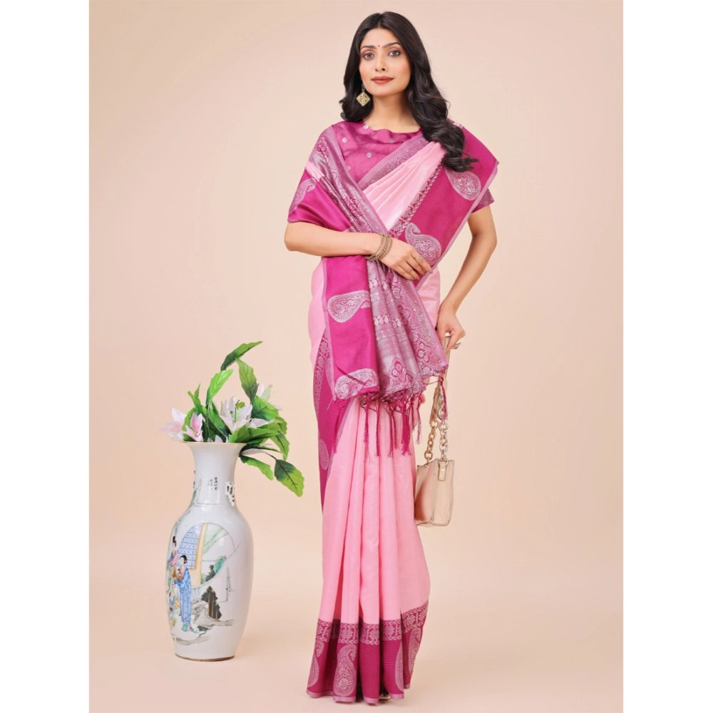 Adorable Women's Lichi Silk Printed Saree With Blouse Piece