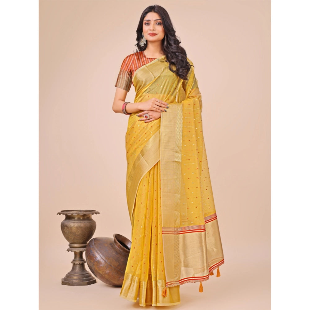 Beautiful Women's Organza Printed Saree With Blouse Piece