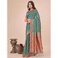 Trendy Women's Linen Cotton Printed Saree With Blouse Piece
