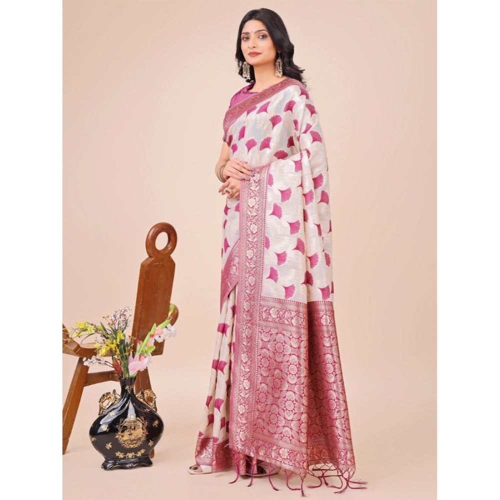 Adorable Women's Linen Cotton Printed Saree With Blouse Piece