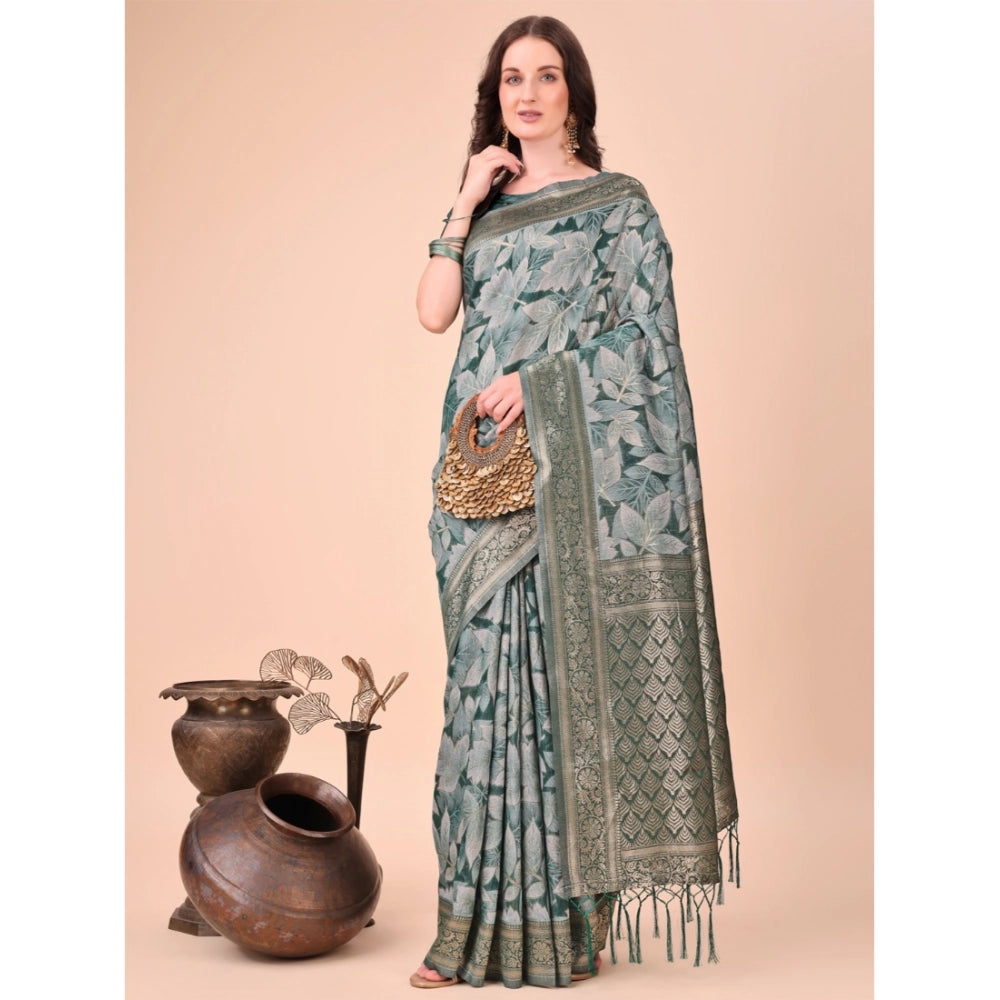 Adorable Women's Cotton Printed Saree With Blouse Piece