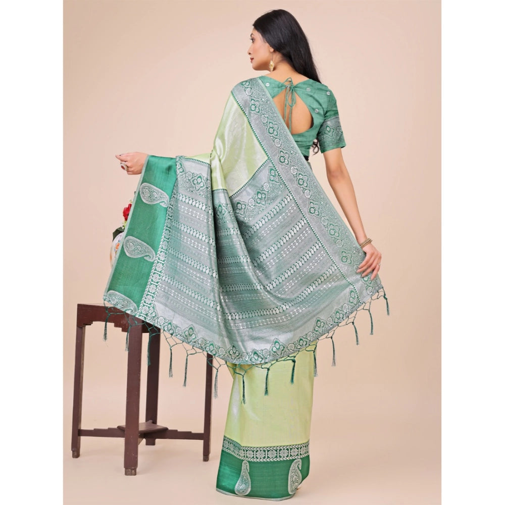 Adorable Women's Lichi Silk Printed Saree With Blouse Piece