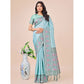 Partywear Women's Lichi Silk Printed Saree With Blouse Piece